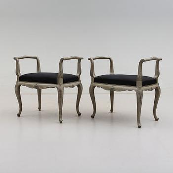 TABURETTER, 1 par, rokokostil, 1900-tal.