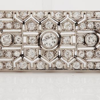 A diamond brooch of different cuts, art déco.