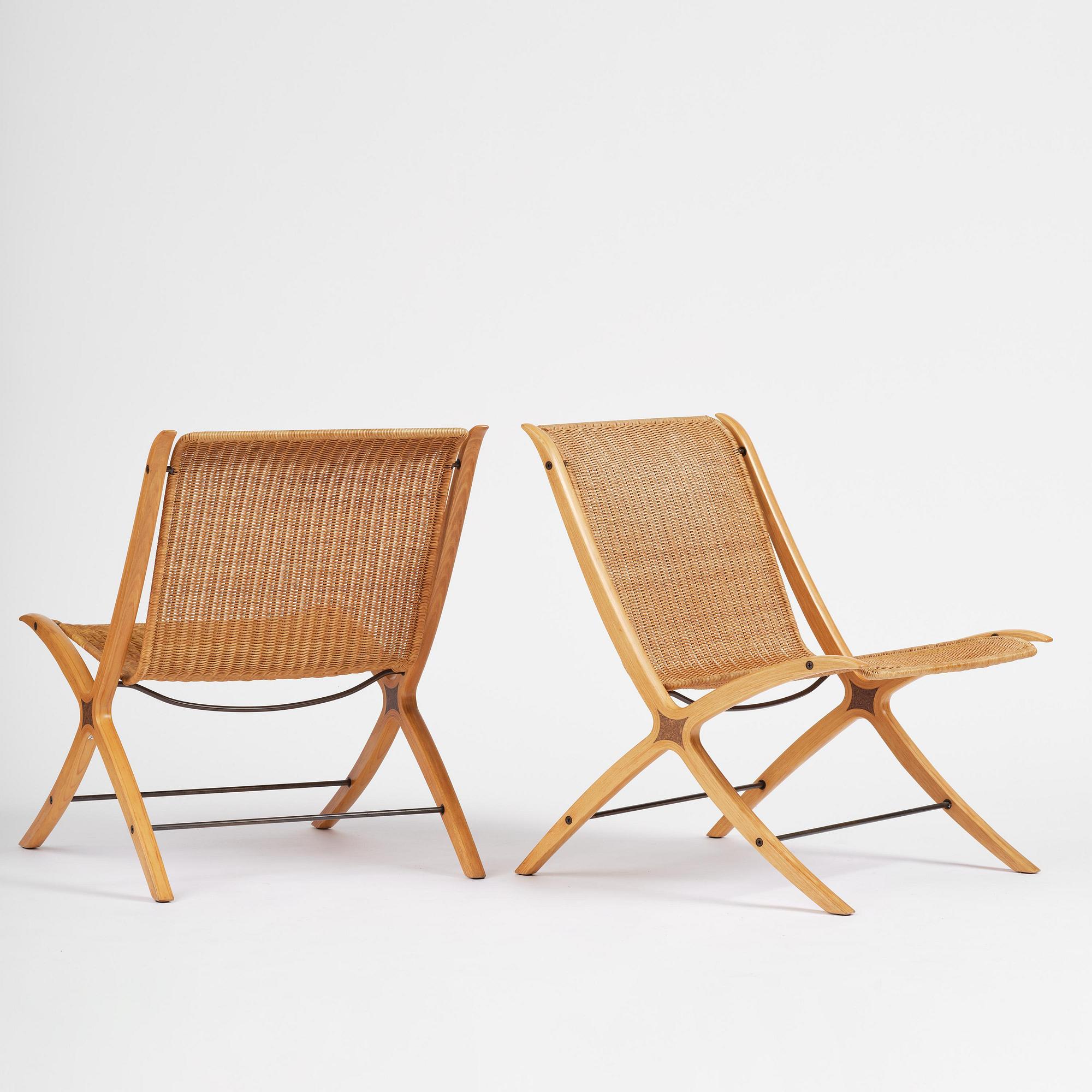 Peter Hvidt & Orla Mølgaard Nielsen, fåtöljer, ett par, "X", modell "6103", Fritz Hansen, Danmark, 1966.