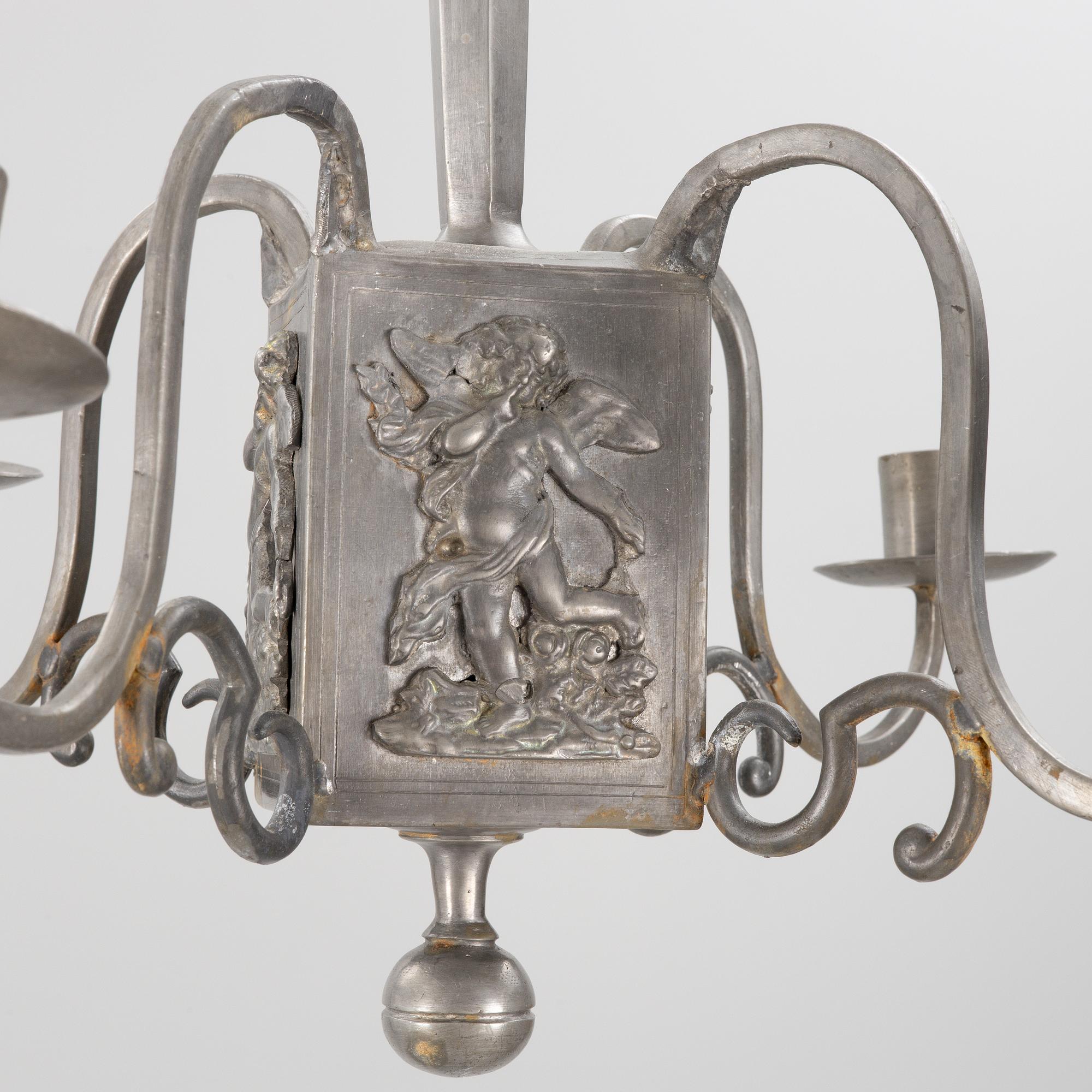 A Swedish Grace pewter chandelier, Sweden, 1920's.