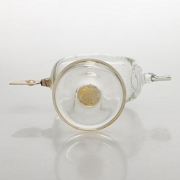 Oiva Toikka och Mauno Honkanen, glasfågel, osignerad, Silver .830. Tillverkare A. Tillander. 1985.