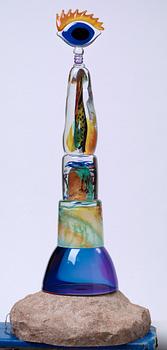 A unique Kjell Engman glass sculpture, 'The lighthouse', Kosta Boda 1993.