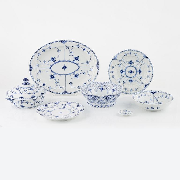 A group of 13 'Muselmalet' porcelain service pieces, Royal Copenhagen, Denmark.