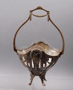 SKÅL, nysilver och glas, jugend. Trol Tyskland.