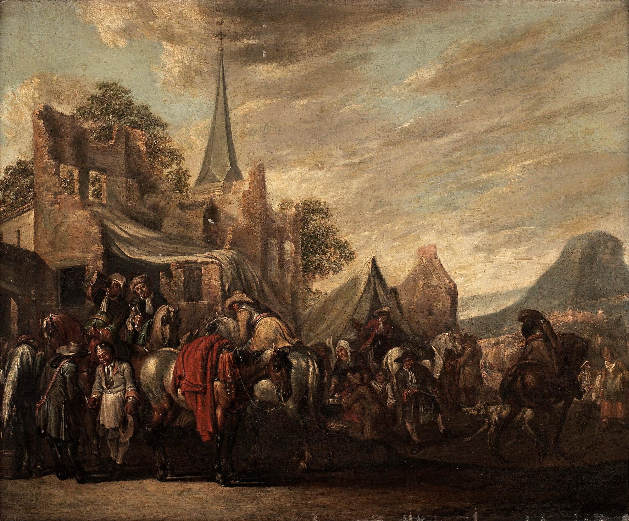 OKÄND KONSTNÄR, olja på pannå, Holländsk skola 1700-tal Sverige.