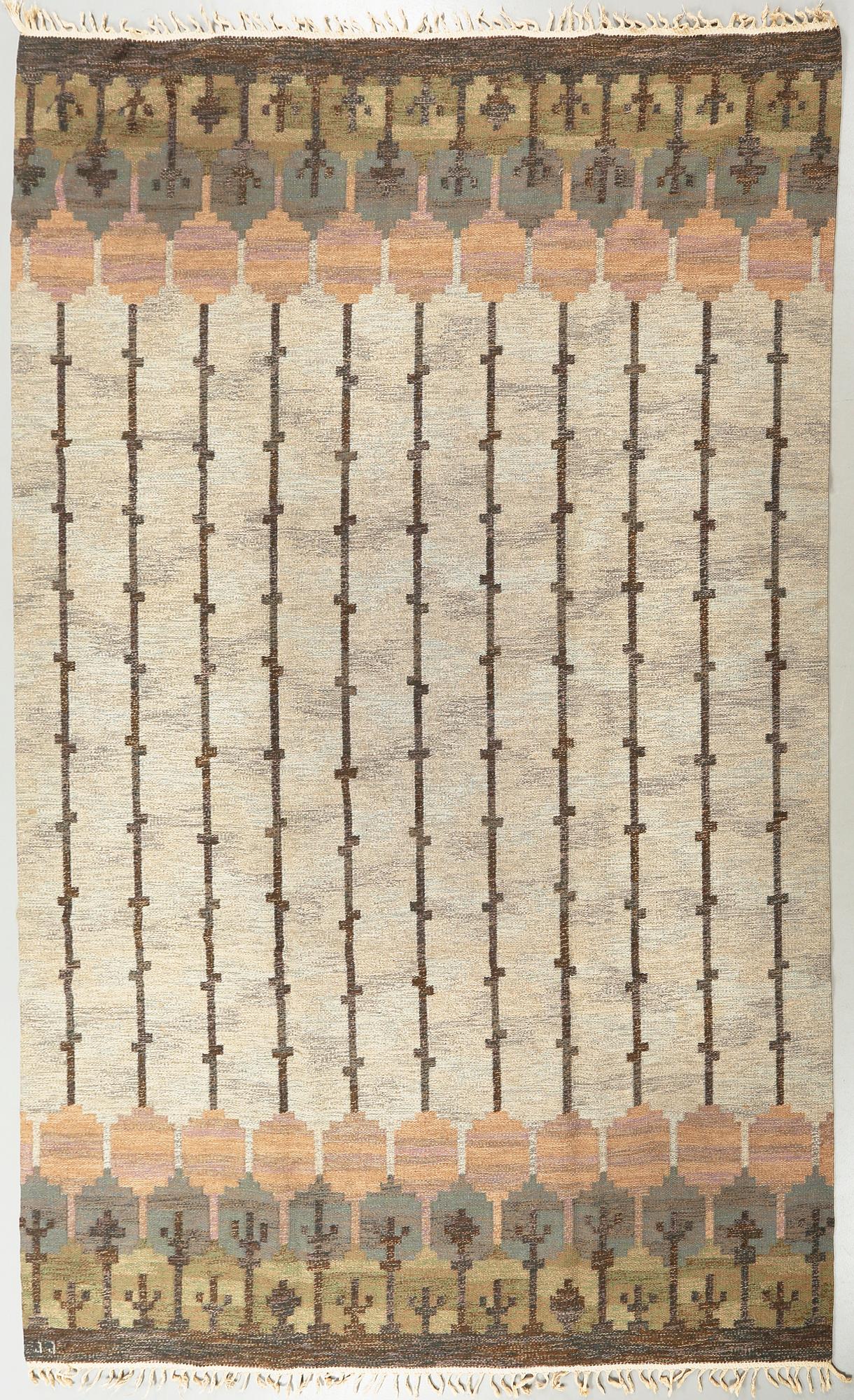 A flat weave by Judith Johansson, signed JJ, second half of the 20th century, 326 x 248 cm.