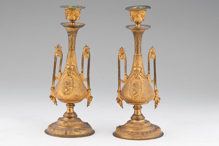CANDLE HOLDERS, A PAIR.