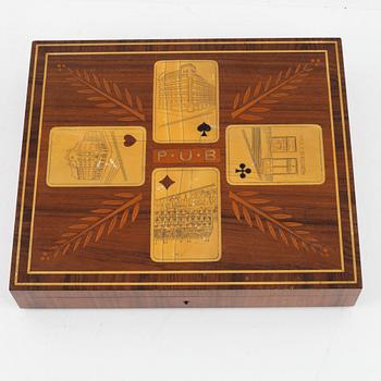 Box for playing cards and chips, etc., provenance Paul U. Bergström, founder of PUB, Sweden circa 1930.