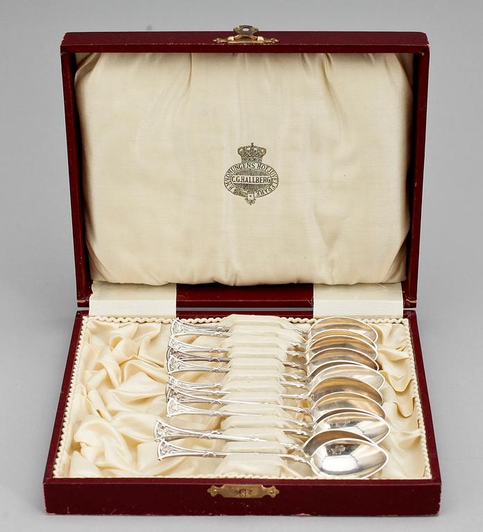 PARTI BESTICK, silver. Bl a Samuel (Sam.)Pettersson, Lindköping, 1882. 1800-tal. Totalvikt ca 1200 g.