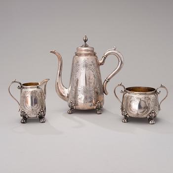 A 3-piece silver coffee set, mark of Otto Roland Mellin, Helsinki 1882-85.