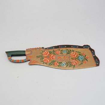 A traditional painted folk art skäktkniv Hälsingland dated 1849.