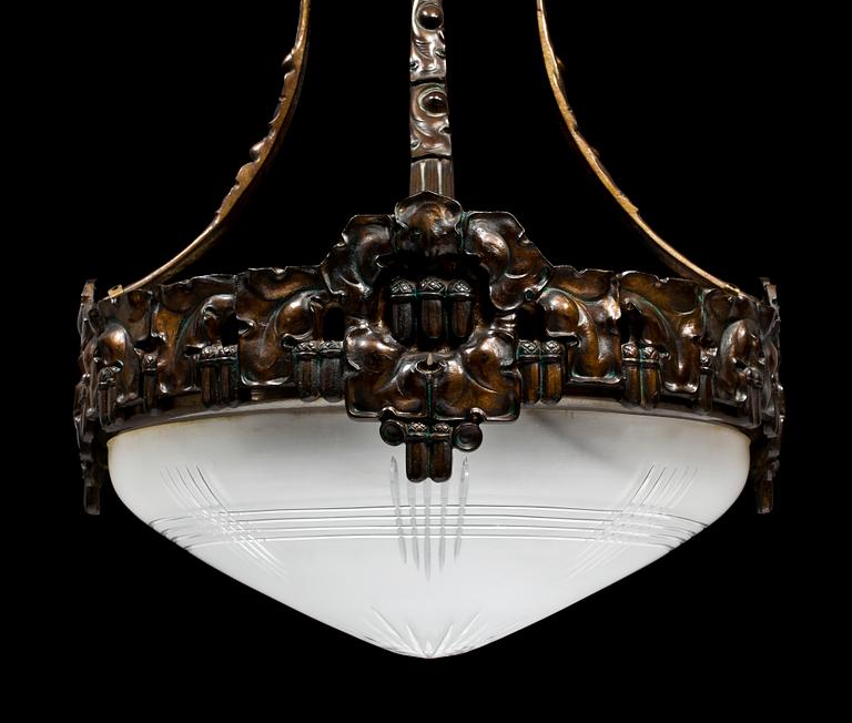 TAKLAMPA, sannolikt Böhlmarks Lampfabrik, jugend, 1910/20-tal. H 90.