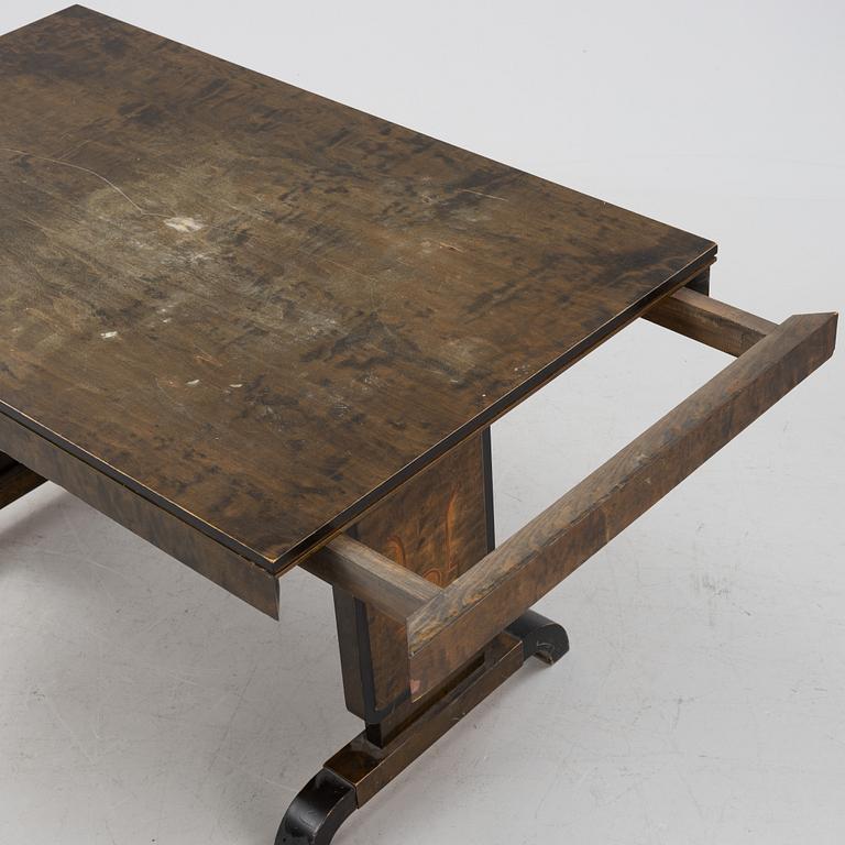A Swedish Grace birch dining table and four chairs, 1920's/1930's.