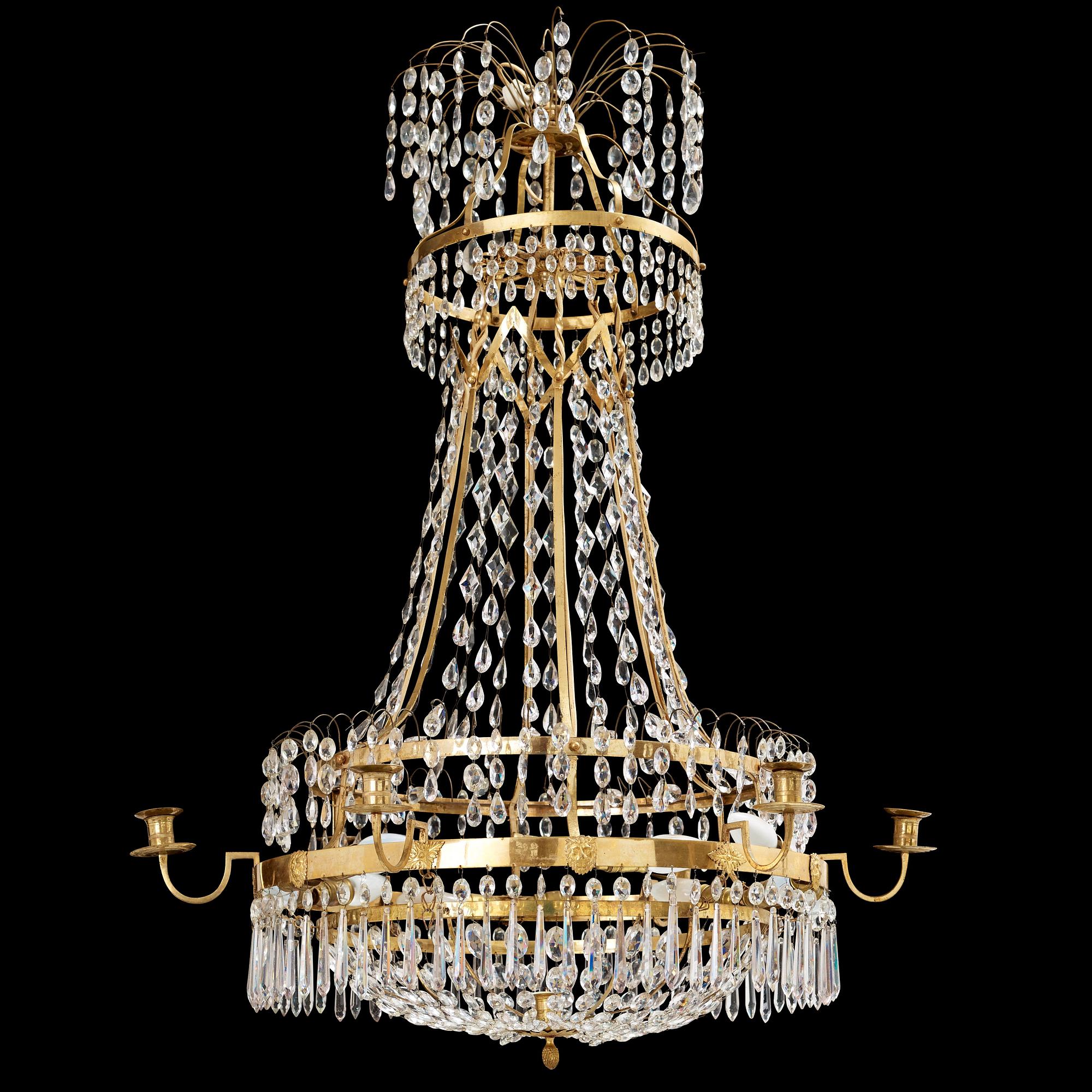 A late Gustavian circa 1800 seven-light chandelier.