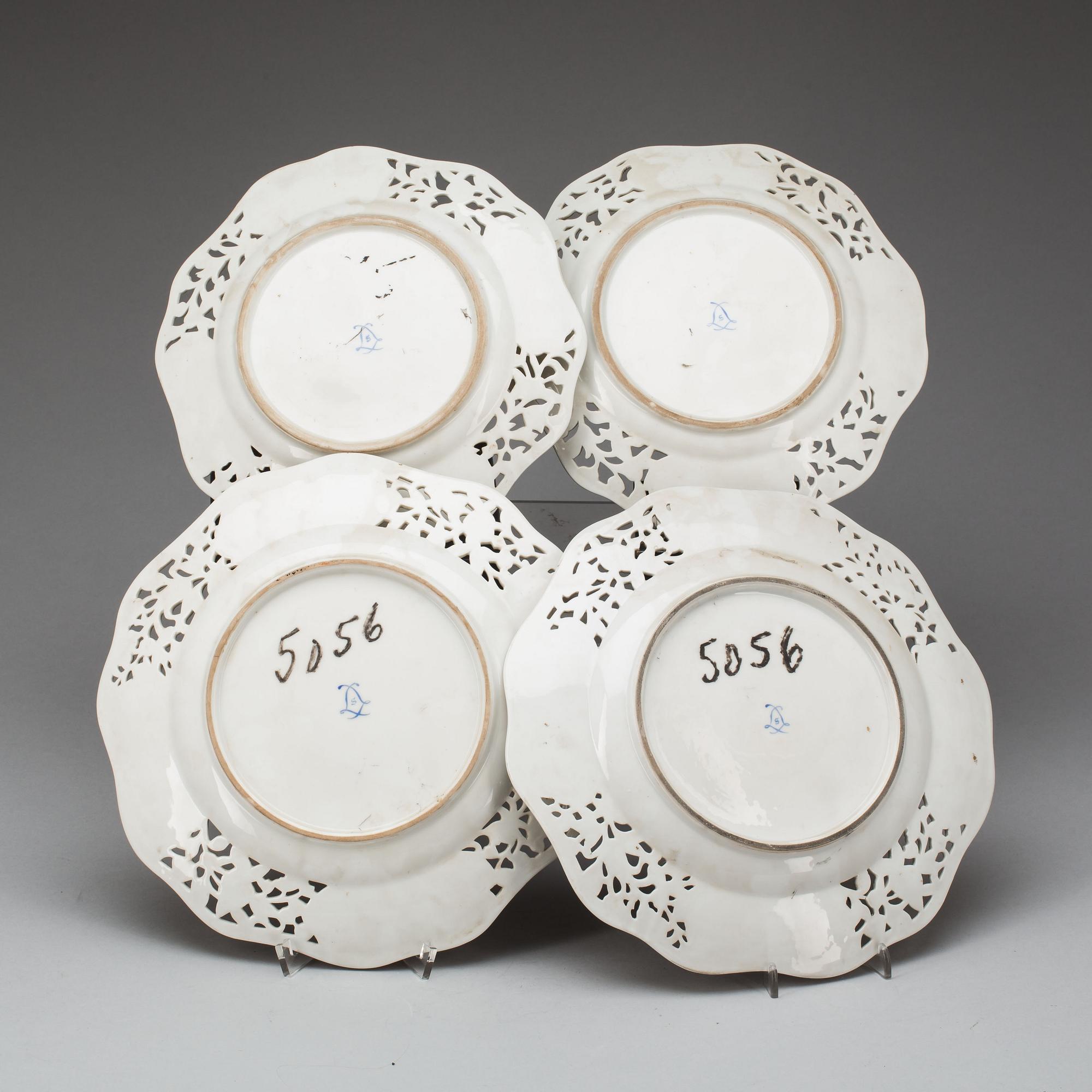 TALLRIKAR, 4 st, Sevres, 1800-talets andra hälft.