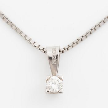 Hänge med kedja 18K vitguld med en rund briljantslipad diamant.