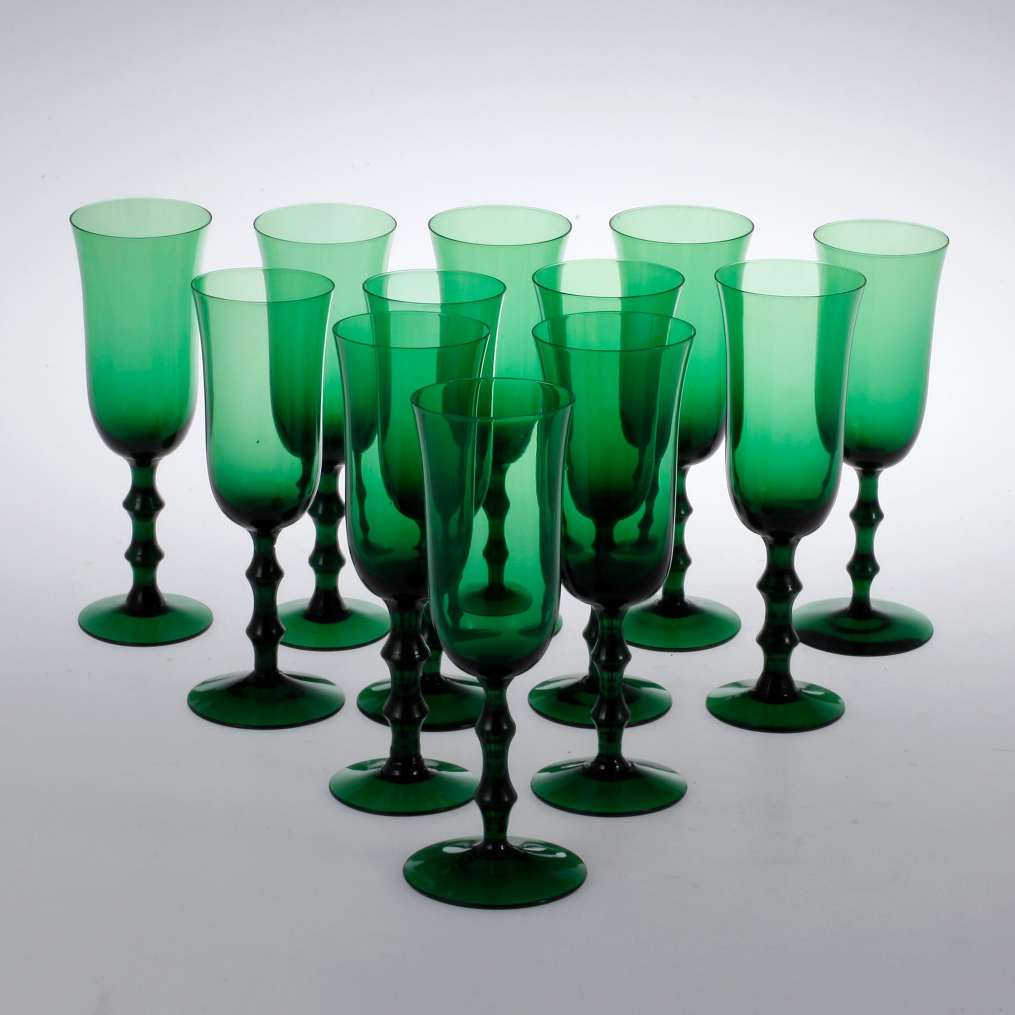 CHAMPAGNESTRUTAR, 12 st, "Salut", Simon Gate, Orrefors, 1900-talets andra hälft.