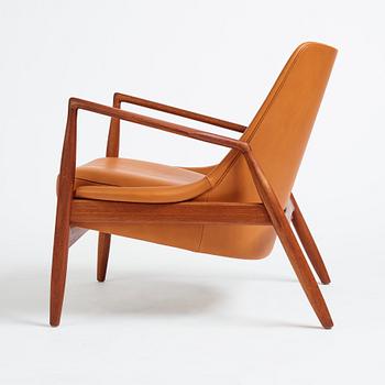 Ib Kofod-Larsen, a teak and brown leather 'Sälen' easy chair, OPE Möbler, Jönköping 1950s.