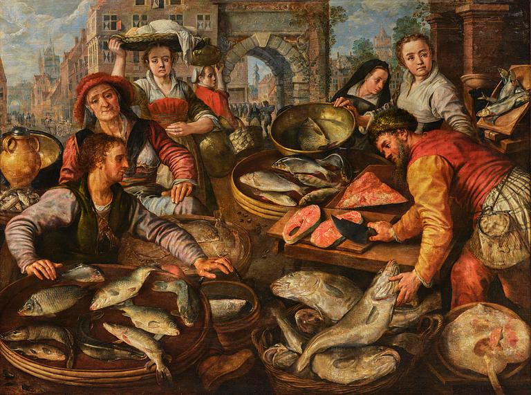 Joachim Beuckelaer, A fish market outside the city gate of Antwerp.