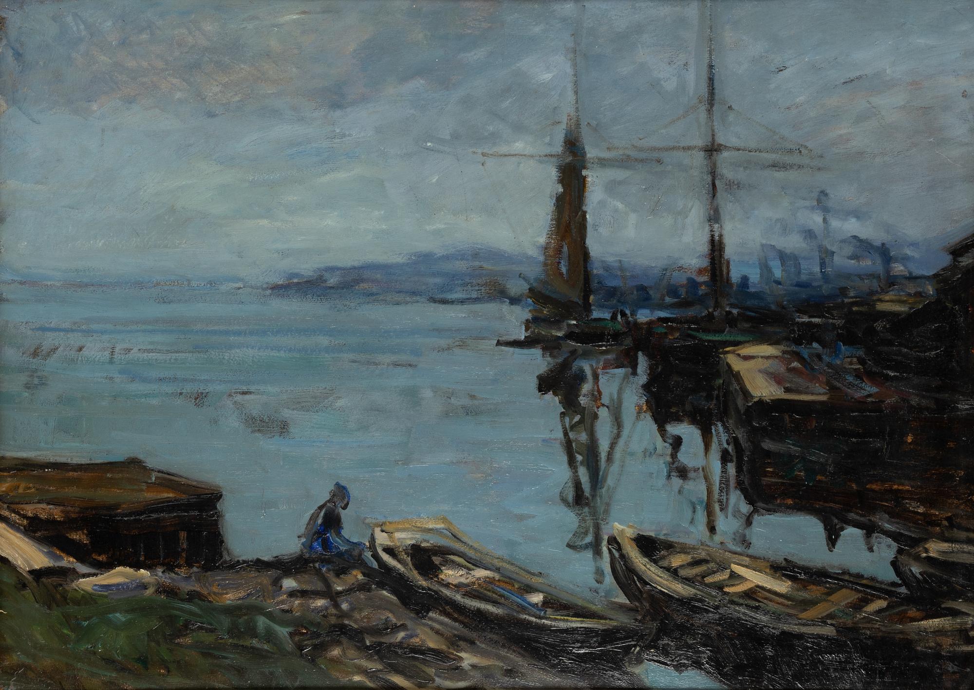 Julius Seyler, attributed, Harbour Scene.