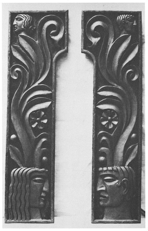 Anna Petrus, four cast iron reliefs, Näfveqvarn, Sweden, pieces of a table designed for the Metropolitan exhibition in New York 1927.