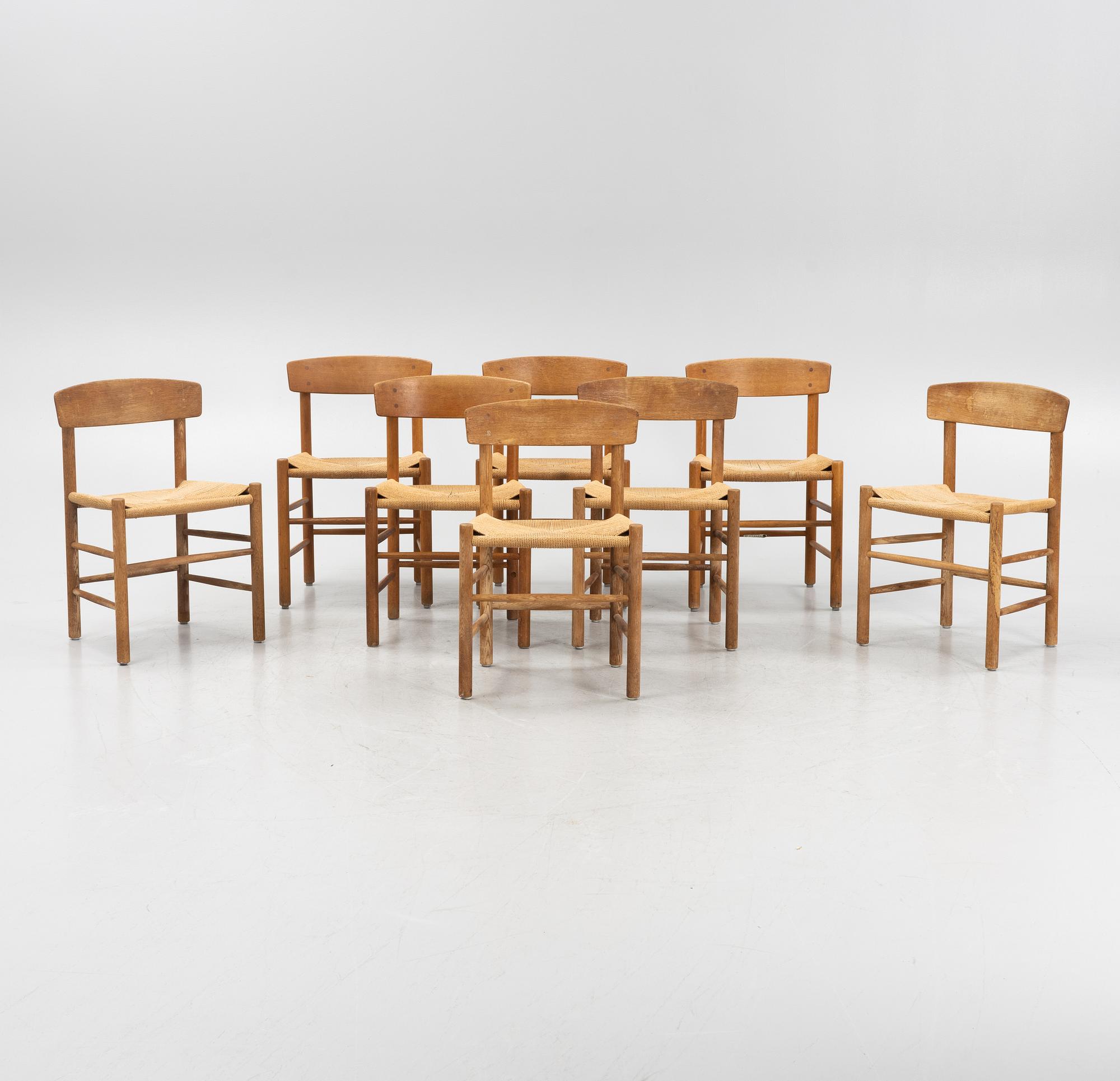 Børge Mogensen, stolar, 8 st, "J39", FDB Møbler, Danmark.
