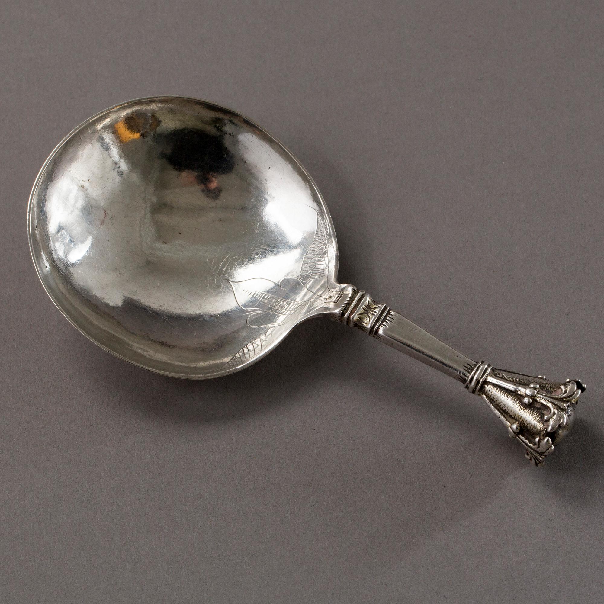 A Scandinavian 16th century silver spoon, unidentified makers mark.