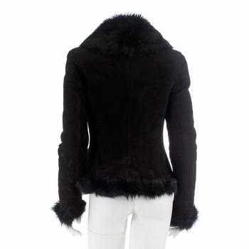 RALPH LAUREN, a black lamb shearling jacket, size 8.