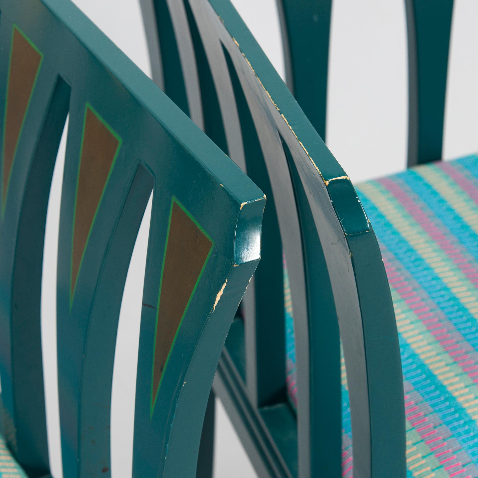 Eliel Saarinen, a pair of 'The Blue Chair' armchairs for Adelta Finland 1980s.