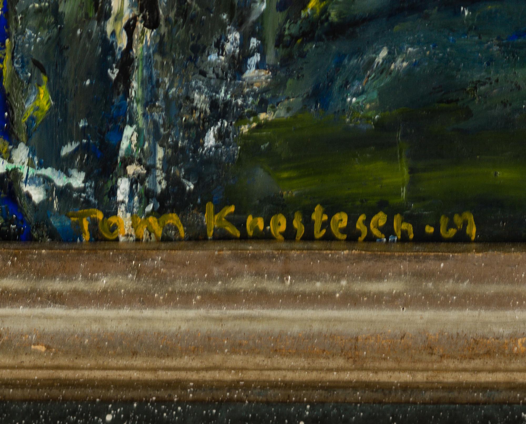 TOM KRESTESEN, oil on paper-panel, signed and dated -67.