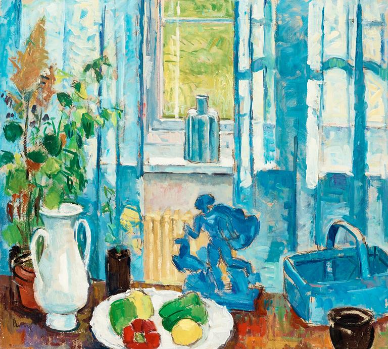 Arthur Percy, Still life with blue "Diana" and peppers.