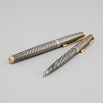 A sterling silver fountain pen and ball point pen by Parker, second half of the 20th century.