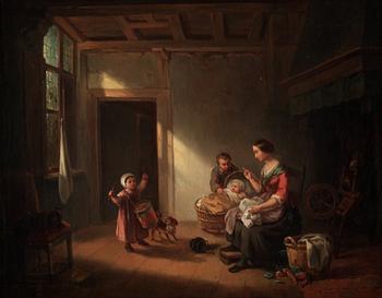 OKÄND KONSTNÄR, olja på duk, otydligt signerad, 1800-tal.