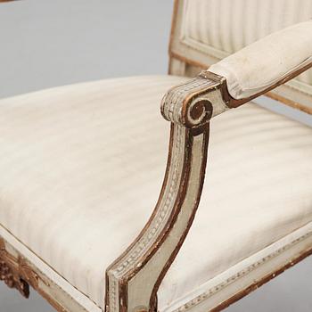 A pair of Gustavian late 18th century armchairs.