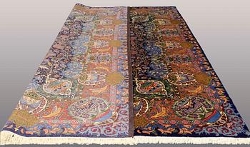 A CARPET, Figural Kashmar, ca 396 x 304 cm.