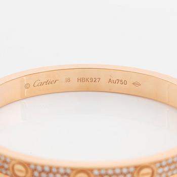 A Cartier bracelet "Love" in 18K rose gold set with round brilliant-cut diamonds.