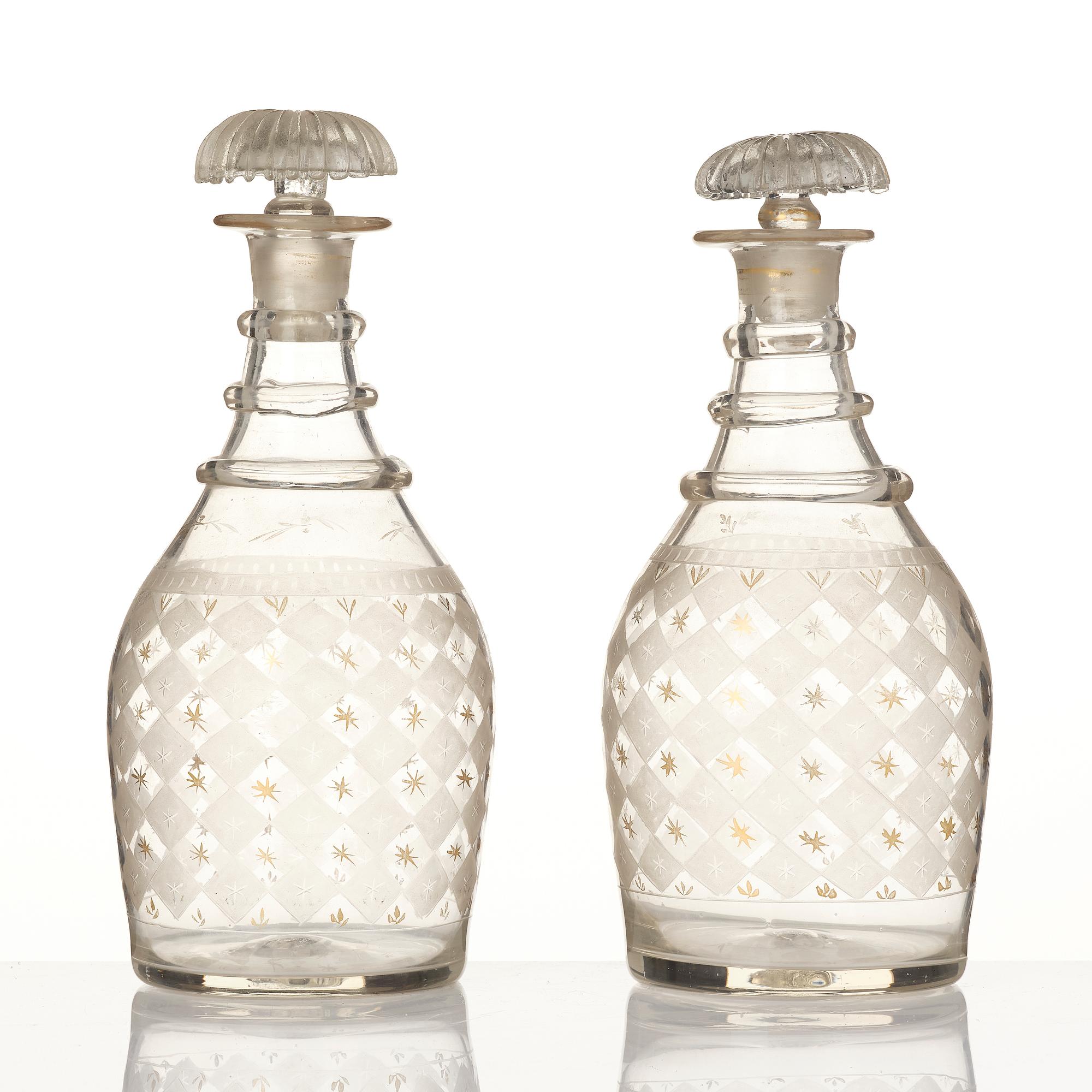 Decanters, a pair, possibly Kosta, circa 1900.