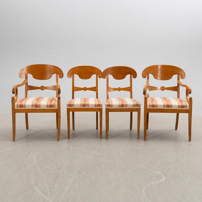 Chairs, two pairs, Karl Johan style. Early 20th century.