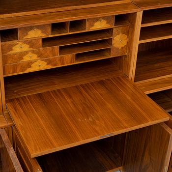 Carl Malmsten, a walnut veneer bookshelf in 4 parts, 1962.