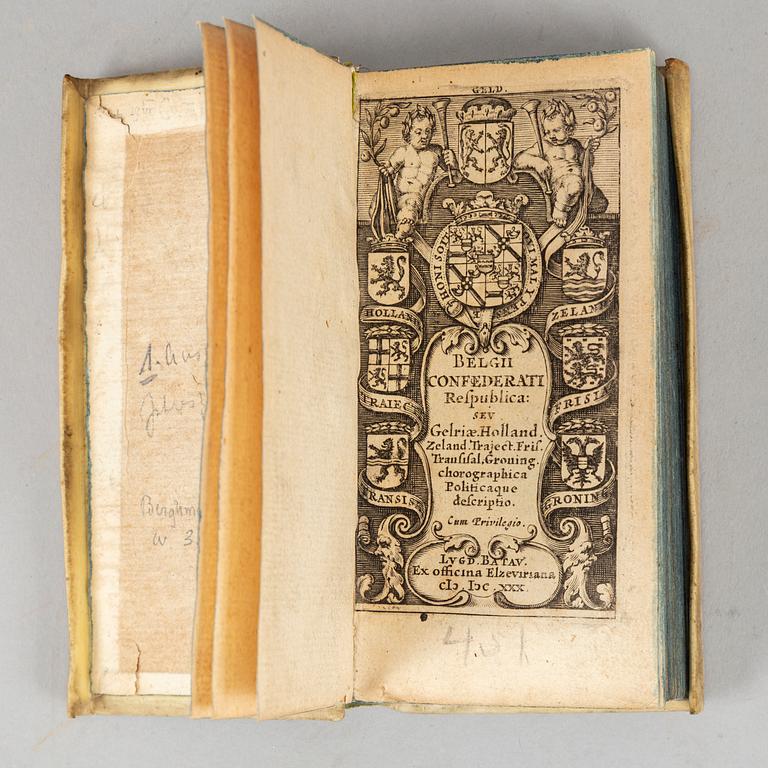 Elzevirs 1626, 1629, 1630 (France, Belgium, Holland, Netherlands) (3 vol).