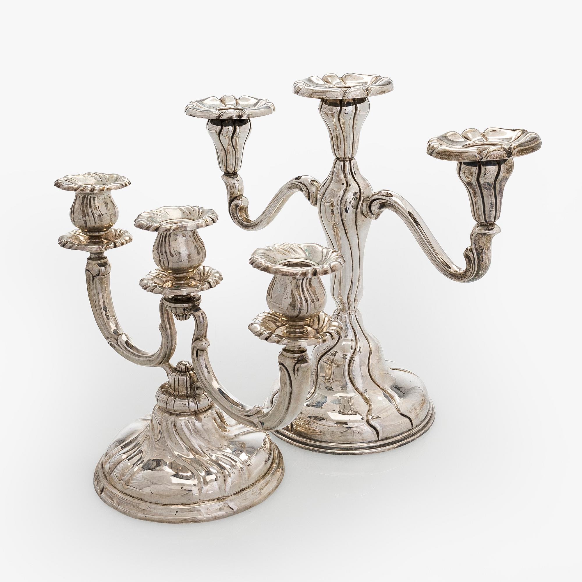Two silver candelabra, Czechoslovakia, 1942-62.