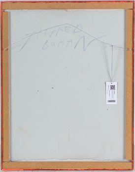 ALFRED BOMAN, glue emulsion and spay colour on panel, signed Alfred Boman verso.