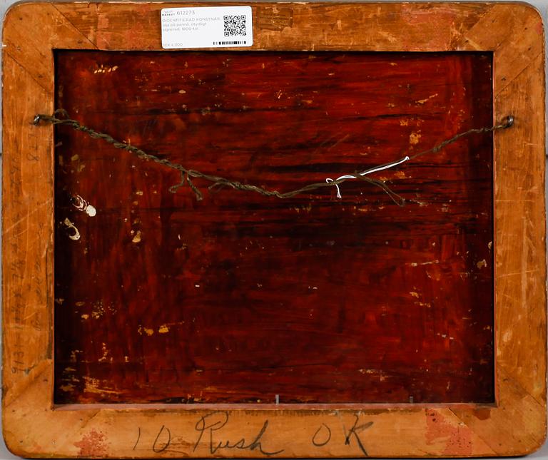 OIDENTIFIERAD KONSTNÄR, olja på pannå, otydligt signerad, 1800-tal.