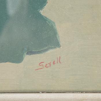 GRETA GERELL, gouache på pannå, signerad.