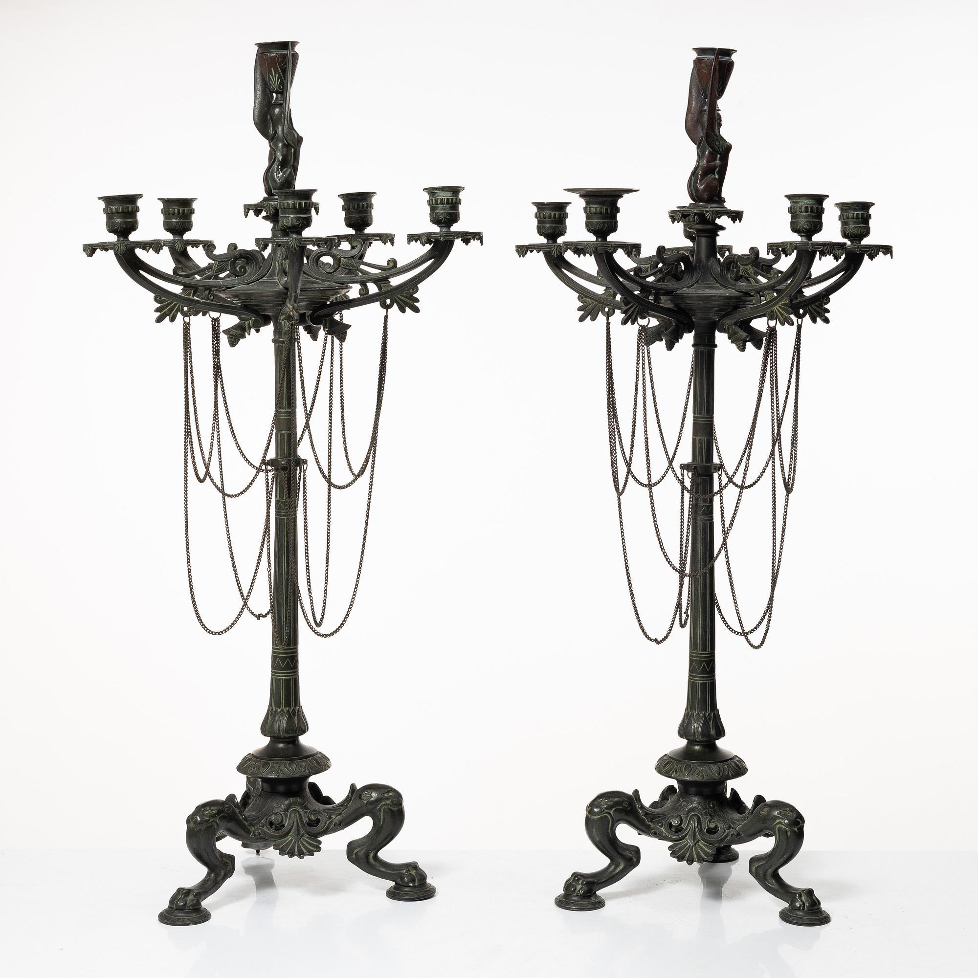 A pair of candelabras, late 19th century.
