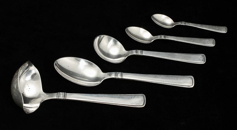 BESTICKSERVIS, 73 delar, sterlingsilver, "Olympia", Carl M Cohr, Köpenhamn, 1930-tal, importstmpl. Vikt 2 680 g.