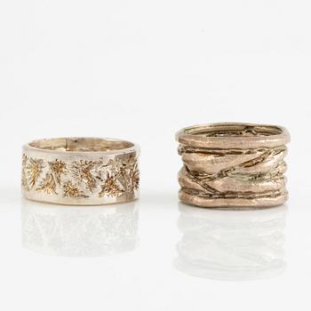Lars Arby, six rings, silver, Gothenburg approx. 1966 and 1976.
