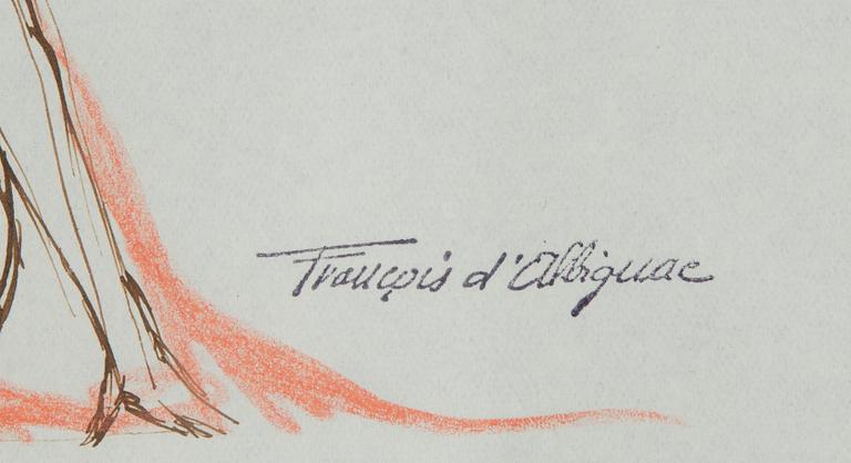 FRANÇOIS D'ALBIGNAC, teckningar, 3 st, signerade, en daterad Dimanche 14 octobre 1945.