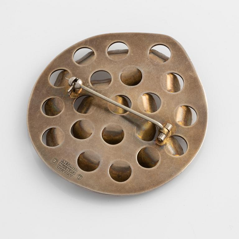 Grete Prytz-Kittelsen for J. Tostrup, sterling silver and enamel brooch, Norway.