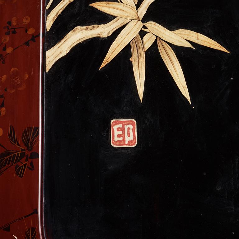 A Japanese wooden panel/screen, 20th century.